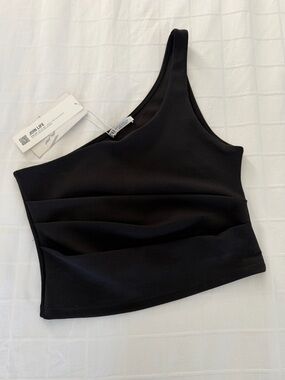 NWT Zara one-shoulder ruched black top - M